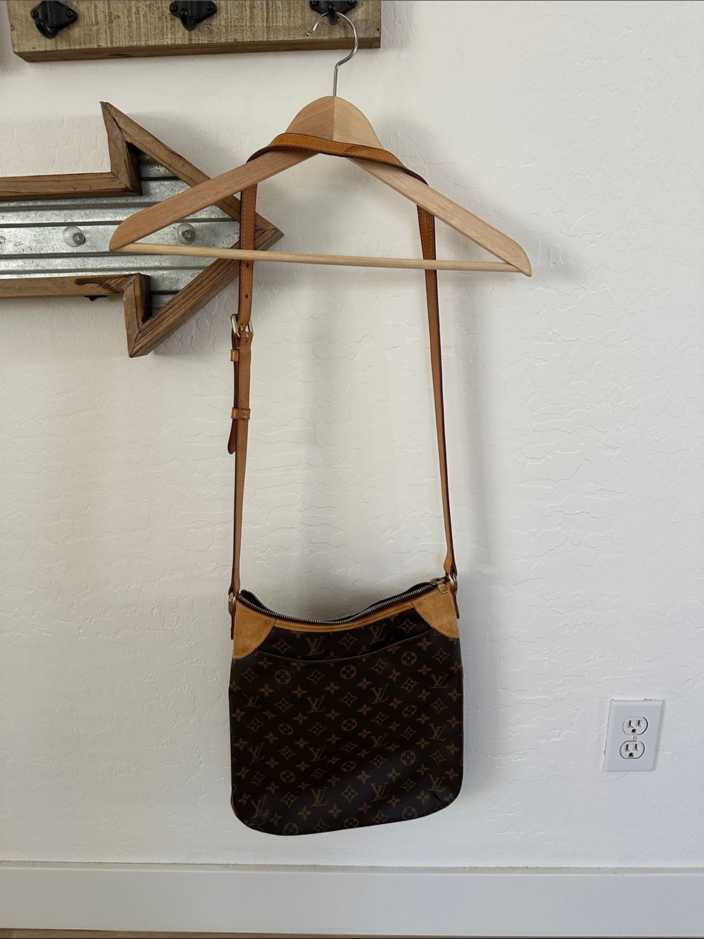 Louis Vuitton Odeon MM Monogram Shoulder Crossbody with Tan Trim